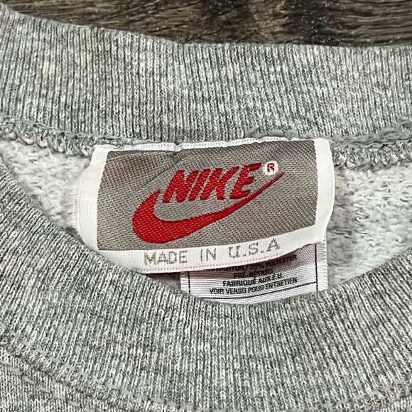 Vintage 80’s Nike Big Center Swoosh Grey Crewneck Sweatshirt Made in USA XXL 2XL - Picture 4 of 7